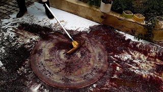 The round carpet is very dirty and extremely difficult to clean  carpet cleaning satisfying ASMR 🦠😱 [upl. by Yztim]