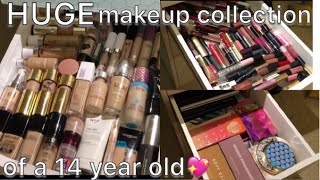 HUGE MAKEUP COLLECTION OF A 14 YEAR OLD [upl. by Aikemahs]