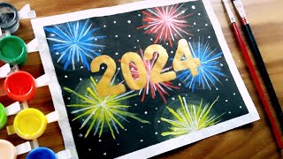 Happy New Year 2024  Watercolor New Year Painting [upl. by Issy313]