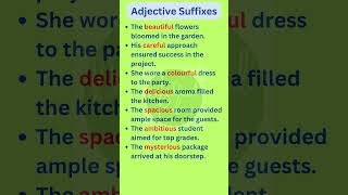 Adjective Suffixes in English Grammar english shorts [upl. by Ecirahs812]