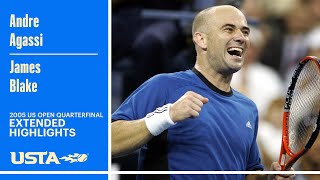 Andre Agassi vs James Blake Extended Highlights  2008 US Open Quarterfinal [upl. by Tolecnal454]