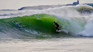 Surfing Heavy Barrels in Santa Cruz Raw Footage [upl. by Eylatan]