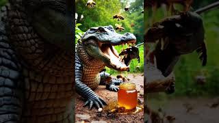 AI Gators Honey Heist Bees vs Alligator Showdown aianimation cuteai ai [upl. by Elohcim]