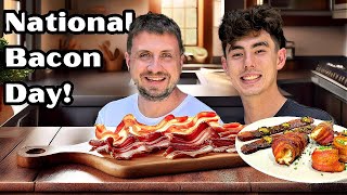 Trying Different Bacon Recipes  National Bacon DAY [upl. by Eemaj945]