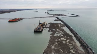 The Fehmarnbelt tunnels construction site at Rødbyhavn  January 2021 [upl. by Dasi]