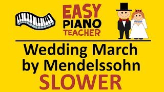 🎹 EASY piano Wedding March keyboard tutorial SLOW Mendelssohn by EPT [upl. by Allehcim]