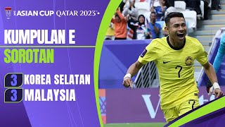 Sorotan Perlawanan  Korea Selatan 3  3 Malaysia  Piala Asia Qatar 2023 [upl. by Massey]