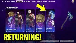 LEVIATHAN AXE CONFIRMED RETURN DATE in FORTNITE ITEM SHOP Leviathan Axe Pickaxe Returning [upl. by Einnek317]