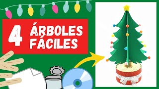 🎄 4 Árboles de Navidad con manualidades fáciles Adornos navideños [upl. by Femmine]