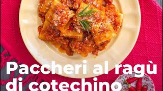 “RICETTA DEL GIORNO FACILE È VELOCE PACCHERI 🍝 AL RAGÙ DI COTECHINOquot [upl. by Malo293]