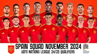 Spains Squad For November 2024  Spain Squad UEFA Nations League 2425 Qualifiers [upl. by Akanke]