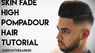 SKIN FADE SIDE PART POMPADOUR  BARBER TUTORIAL  KIERON THE BARBER [upl. by Harrow843]