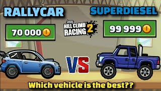 RALLY CAR VS SUPER DIESEL COMPARISON🔥 Which vehicle is the best🤔  Hill Climb Racing 2 [upl. by Sayce510]