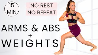 15 Minute ARMS and ABS Workout with WEIGHTS  Sculpt Full Body with Dumbbells At Home  NO CARDIO [upl. by Ultann]