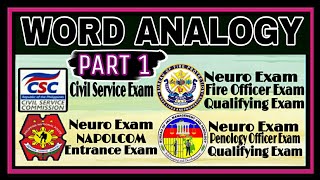 PART 1 WORD ANALOGY  CS EXAM  NEURO EXAM  NAPOLCOM ENTRANCE EXAM  FIRE amp PENOLOGY OFFICER EXAM [upl. by Nnylatsirk729]