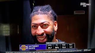 Anthony Davis locker room interview and highlights Explained hyper extended back injury Hes ok [upl. by Brinna850]