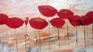 Abstract Acrylic Paintings of Poppies Floral Flower Art Abstrakte Acrylbilder Mohn Blumen [upl. by Etterraj]