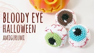 Tutorial Bloody Eyes Halloween Amigurumi  Crochet  Lanas y Ovillos in English [upl. by Enneirdna534]