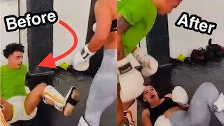 Girlfriend Kicks Boyfriend In The Face Then INSTANTLY Regrets It [upl. by Nananne114]