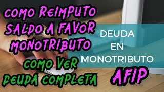 COMO VER Y PAGAR DEUDA MONOTRIBUTO  AFIP  PASO A PASO COMO IMPUTAR SALDO A FAVOR  OBRA SOCIAL [upl. by Las]