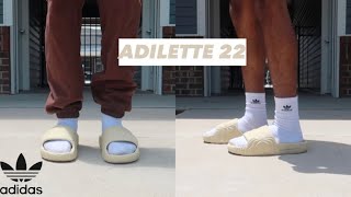 Adidas Adilette 22 Slide Review  On foot [upl. by Ainoek]