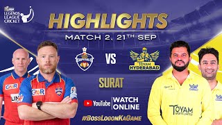 Highlights Match 2  India Capitals vs Toyam Hyderabad  English  Legends League Cricket 2024  LLC [upl. by Abdulla]