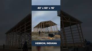 40x60 Pole Barn Rise in Minutes polebarn construction lift barn woodworking shorts [upl. by Kenn]