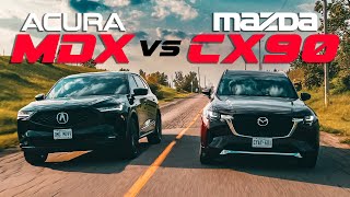 2024 MAZDA CX90 vs ACURA MDX Head to Head Comparison  BATTLE OF THE PREMIUM 7SEATER SUV [upl. by Strephonn]