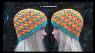 How to Crochet a Granny Stitch Beanie Hat Pattern 499│by ThePatternFamily [upl. by Nnylacissej]