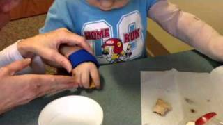 CIMT  Day 5 Feeding  Fine Pincer Grasp Goldfish Crackers [upl. by Ressay]