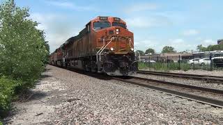 BNSF 8163 Leads WB Cargill Feed Train Olathe KS 62924 [upl. by Auberta827]