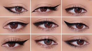 How To 9 Different Eyeliner Styles on HOODED EYES  Easy Beginner Friendly Tutorial [upl. by Nais550]