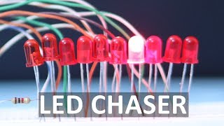 LED Chaser Circuit Using 4017 and 555 IC Breadboard Tutorial  Electronics [upl. by Nylrahc]