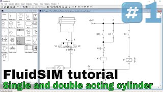 FluidSim tutorial Electrical circuit for single and double acting cylinder [upl. by Yereffej]