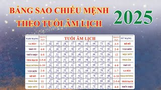 Bảng Sao Chiếu Mệnh Theo Tuổi Âm Lịch Năm 2025 ẤT TỴ [upl. by Blatt]