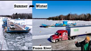 Driving Truck on Frozen River 😱  ICE ROAD TRUCKING in Canada [upl. by Rochkind]