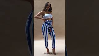 Blue and white paper bag trousers  femmeluxefinery [upl. by Anurag749]