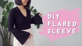 ✂ DIY FlaredBell Sleeve Top THRIFTED TRANSFORMATION [upl. by Conney]