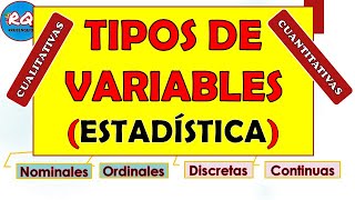 TIPOS DE VARIABLES ESTADISTICAS 👍 CUANTITATIVAS Y CUALITATIVAS ✔ NOMINAL ORDINAL DISCRETO Y CONTINUA [upl. by Dewhurst928]