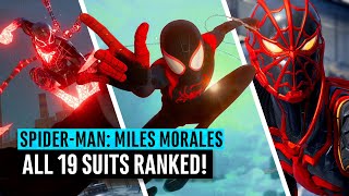 SpiderMan Miles Morales  ALL 19 suits ranked [upl. by Romie]