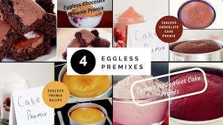 4 Eggless Premix Recipes  Vanilla Premix  Chocolate Premix  Brownie Premix  Red Velvet Premix [upl. by Hekker]