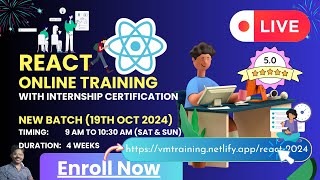 🔴 ReactJS Live Training  Join Venkatesh Mogili on 19th Oct 2024 for a HandsOn Experience [upl. by Fagan]