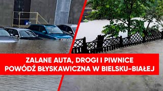 Dramat w BielskuBiałej Auta zalane po sam dach Miasto pod wodą [upl. by Atiuqad]