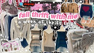 FALL THRIFT WITH ME  a full week of thrift trips 🧸🎀🍂☕️  depop seller [upl. by Konikow]