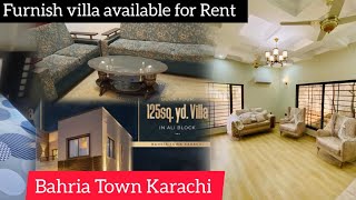 125sq yard luxury furnished villa tour  bahria Town karachi precinct 12  Aliblock villa Rent [upl. by Llenrup]