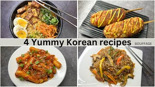 4 Easy Korean recipes  Maggi ramen  Korean veg corn dog  Tteokbokki  Japchae  Veg Korean food [upl. by Ahsieka]