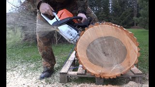 STIHL MS 362 CM  Chainsaw  zprovoznění pily přepínání zimní  letní provoz napnutí řetězu test [upl. by Atinaw585]