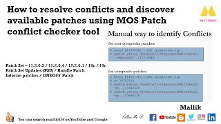 Patch Conflicts Analysis  MOS Conflict Checker  OPatch Tool  Types Patches in Oracle Database [upl. by Ailic]