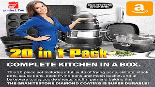 Granite stone 20 Pcs Pots and Pans Set  Complete Cookware Bakeware Set with Diamond Surface [upl. by Buddie]