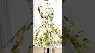 Making a corset floral print organza mini dress diydress promdress fashion sewing wedding [upl. by Imef]